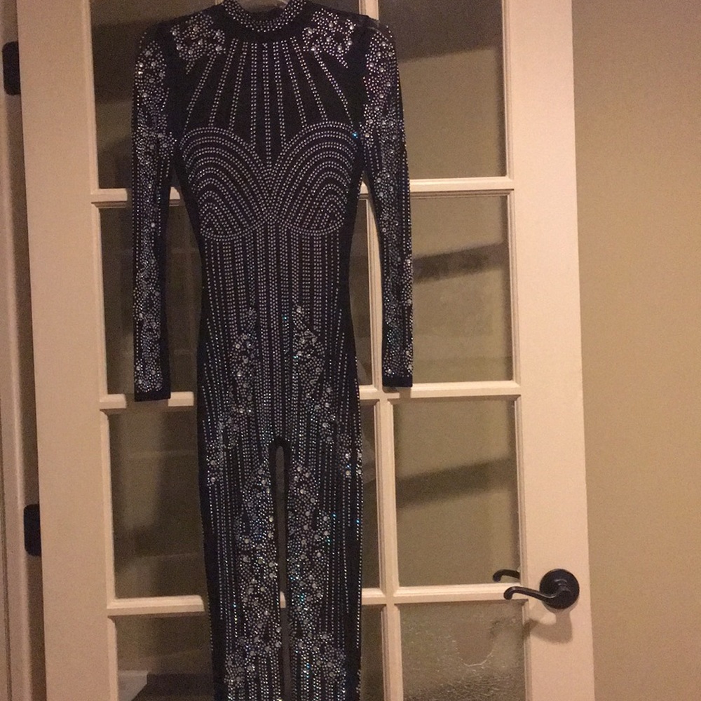 Bedazzled see through cat suit